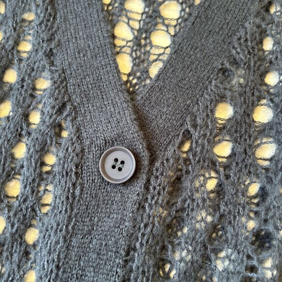 Elle Grey Womens Angora Crochet Cardigan Sz M/L Navy Boho Cottagecore Dainty NWT - Picture 11 of 11